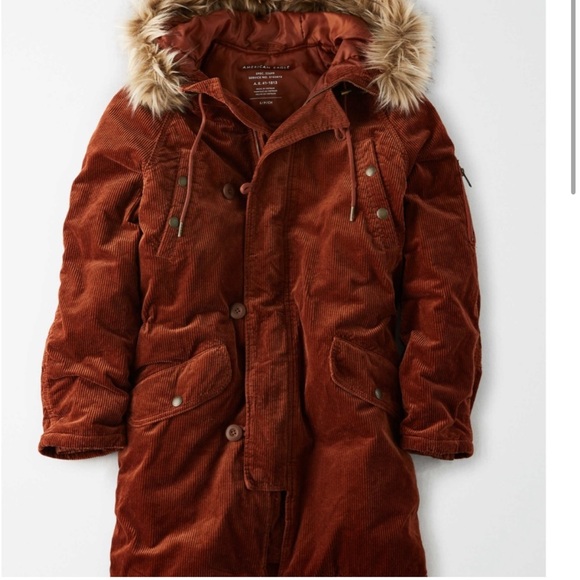 Rust Colored Women’s American Eagle Corduroy Parka - Picture 5 of 6